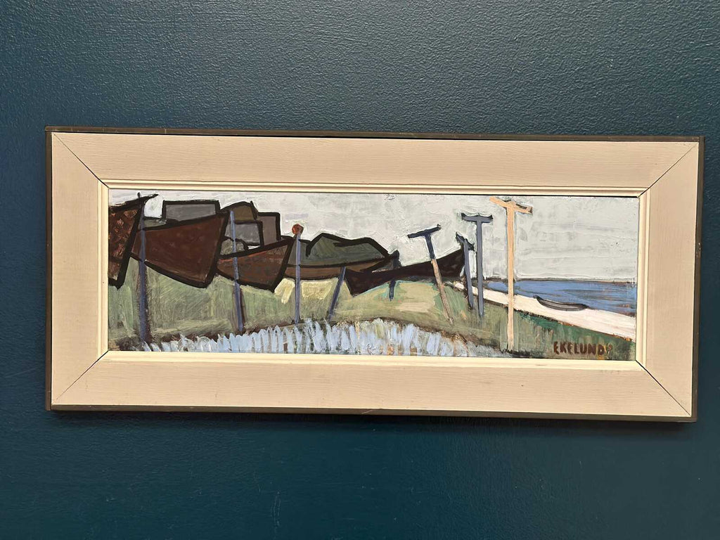 “Coastal Landscape with Beached Boats” by Ivar Ekelund (1908–2002)