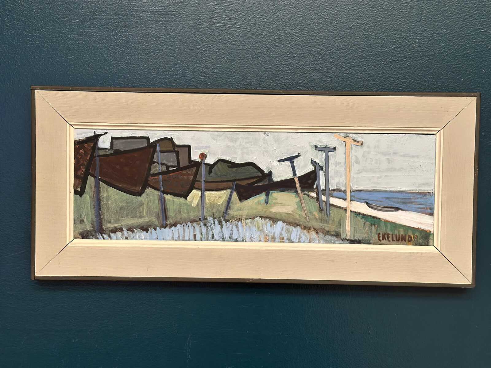 “Coastal Landscape with Beached Boats” by Ivar Ekelund (1908–2002)