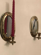 Pair of Mid Century Swedish Brass Sconces with Mirror