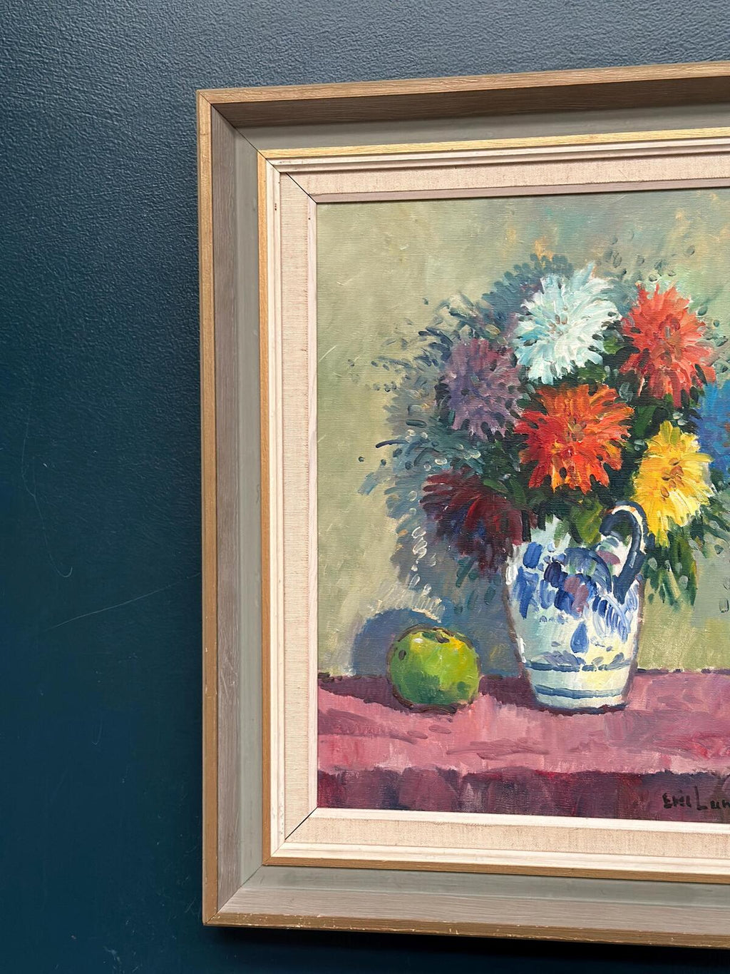 “Asters in Ceramic Vase” by Eric Lundgren