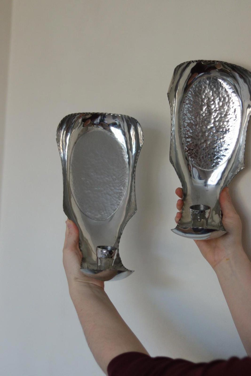 Pair Of Mid Century Swedish Pewter Sconces