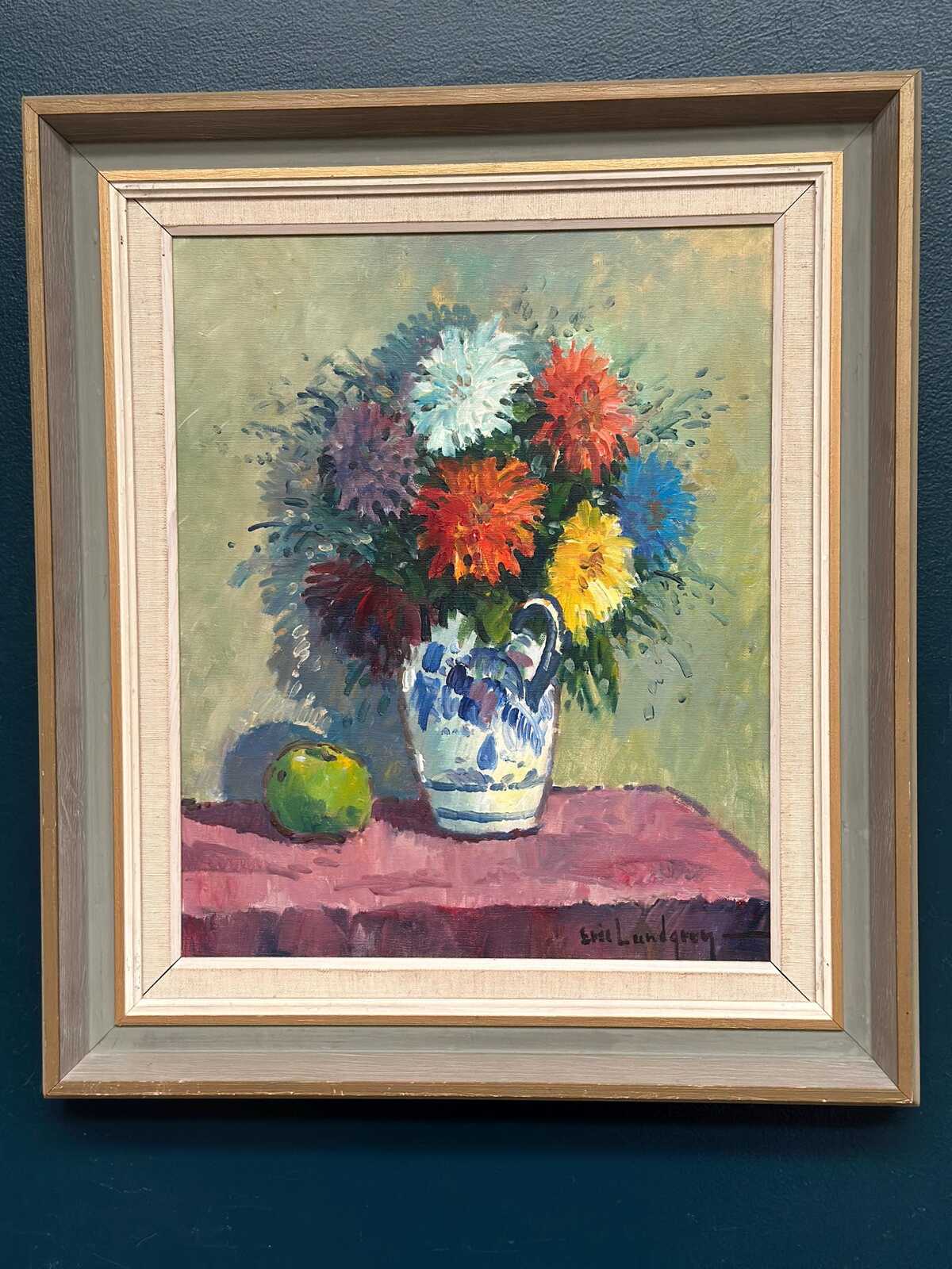 “Asters in Ceramic Vase” by Eric Lundgren