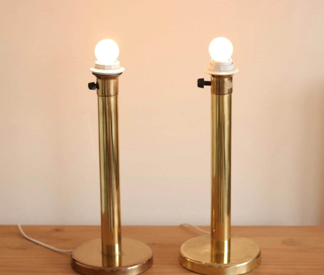 Pair of  Vintage Large Brass Table Lamps