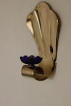 Pair of Vintage Brass Sconces With blue Flower Shape Bobeche (drip tray)