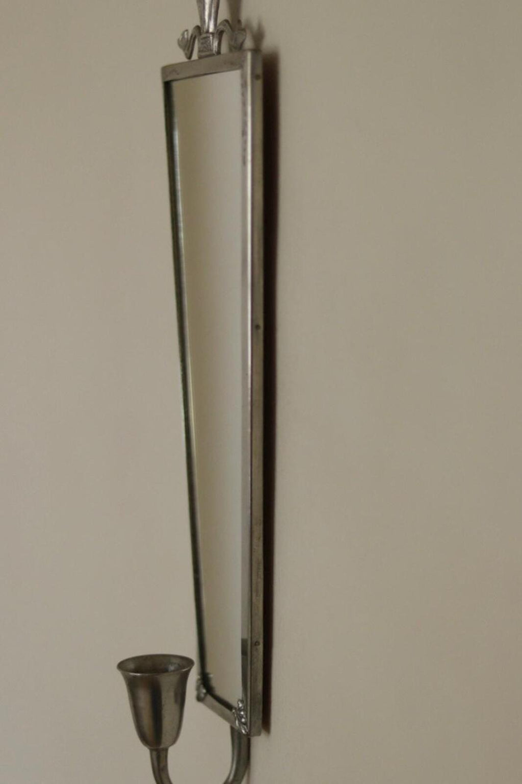 Pair of Mid Century Swedish Pewter Sconces with Mirror