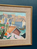 “Figure by a Fence with Flowers” by Carl Gunne