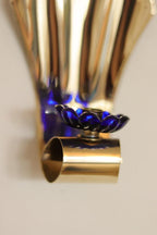 Pair of Vintage Brass Sconces With blue Flower Shape Bobeche (drip tray)