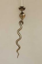 Pair of Egyptian Revival Style Engraved Brass Cobra Sconces