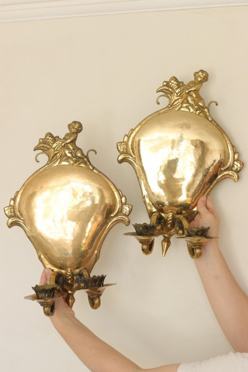 Pair Of Mid Century Swedish Brass Sconces