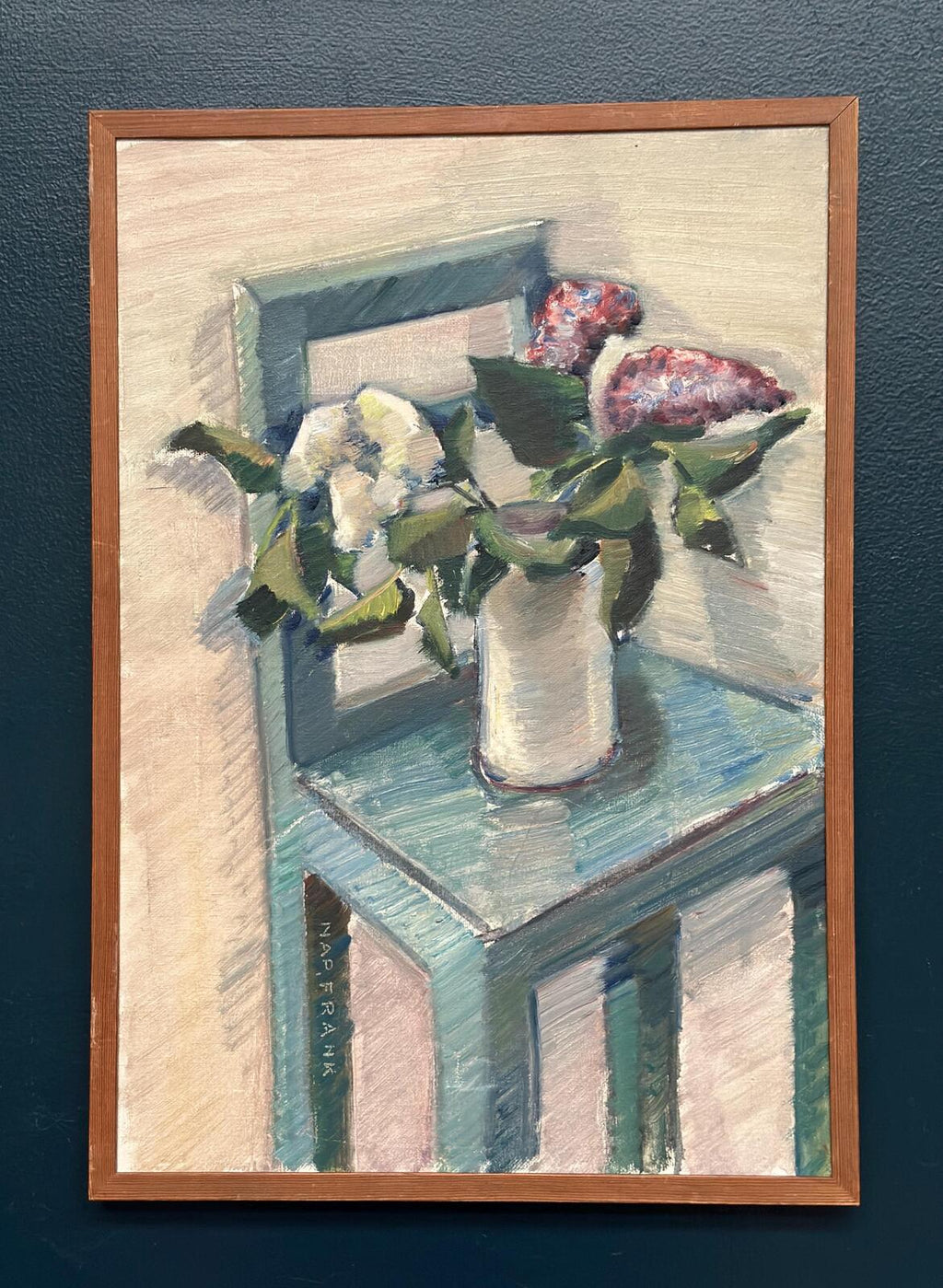 “Flowers in Vase on Chair” by Napoleon Frank