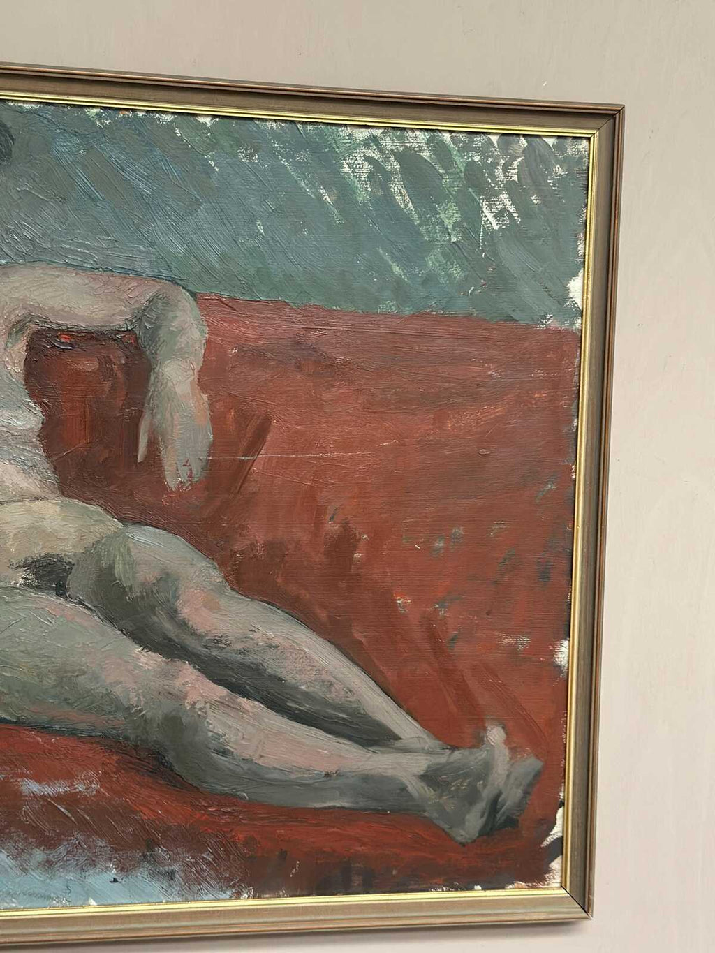 “Reclining Lady on Red Couch” by Vilhelm Blomquist