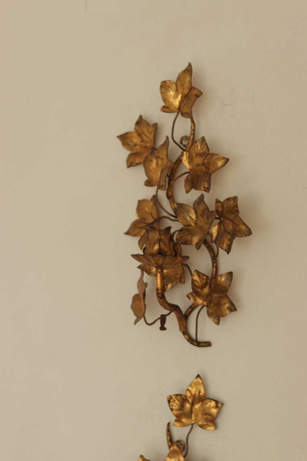 Pair of Mid-Century Italian Gilded Sconces By Florentia