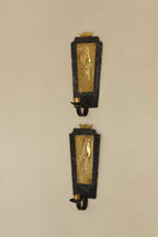 Pair Of Mid Century Swedish Brass and Wrought Iron Sconces with Bird Motifs
