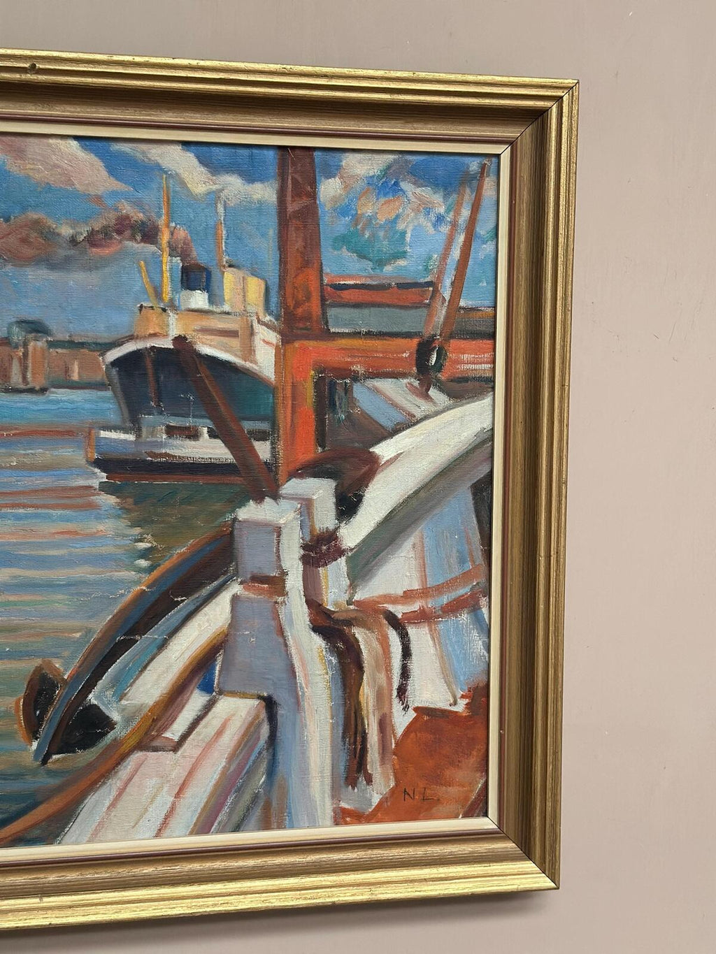 “Steamship in Harbor” By NL