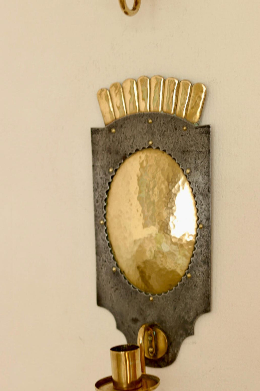 Pair Of Mid Century Swedish Brass  and Metal Sconces