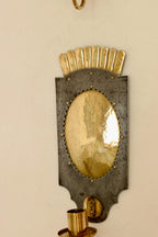 Pair Of Mid Century Swedish Brass  and Metal Sconces