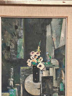 “White Blossom in Black Vase” by Edvin Ollers