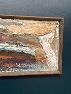 Original Swedish Oil on Canvas – “Abstract Composition”  – Vintage & Framed – 76 × 37 cm (29.9" × 14.6")