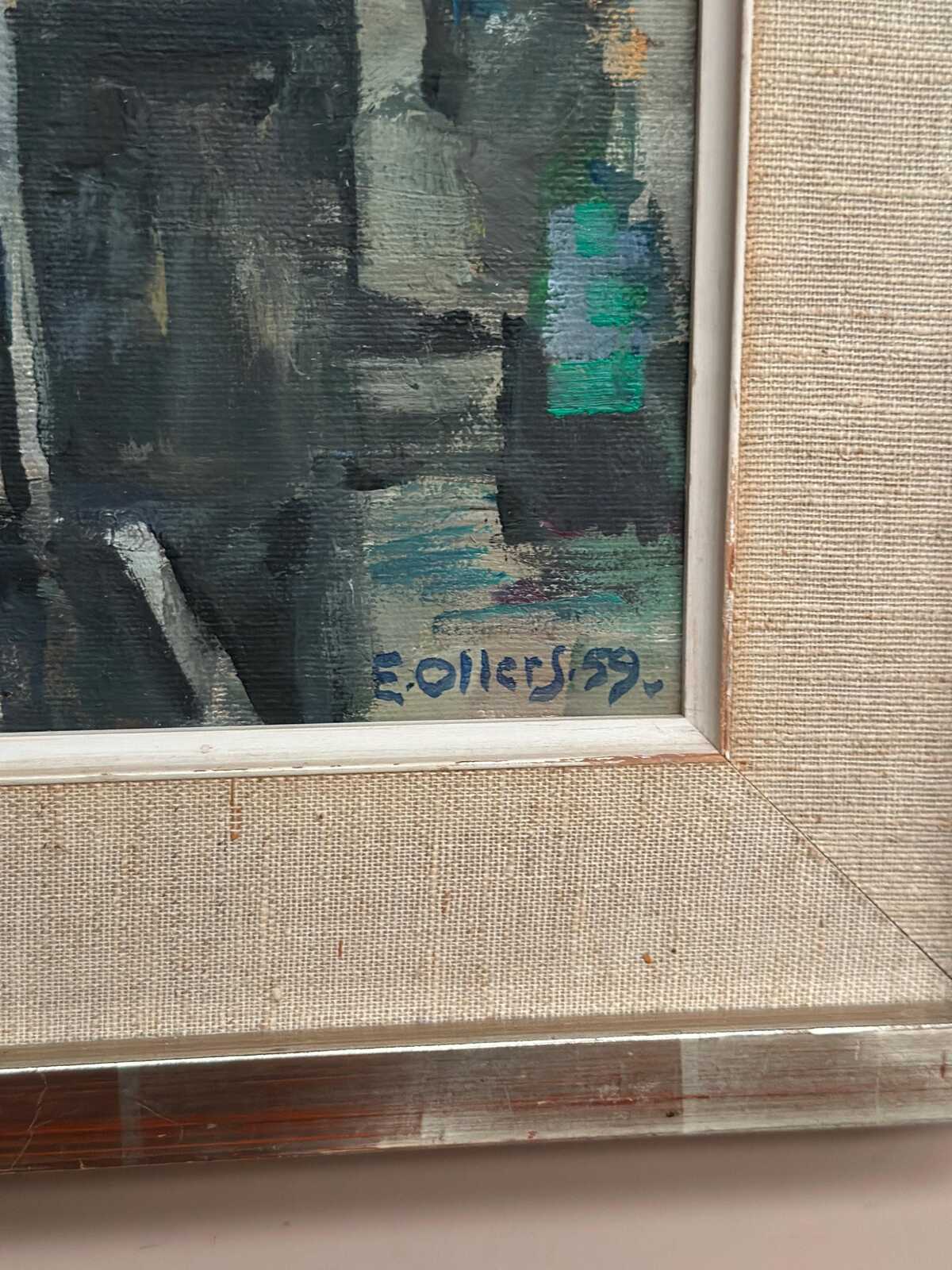 “White Blossom in Black Vase” by Edvin Ollers