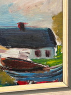 “Boats in Fishing Village” by Louis Zelig (1922–1993)