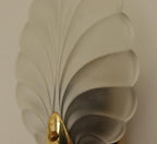 Pair of Art Deco Brass & Glass Shell Wall Lamps – Denmark, 1930s – Rewired, Working, E14
