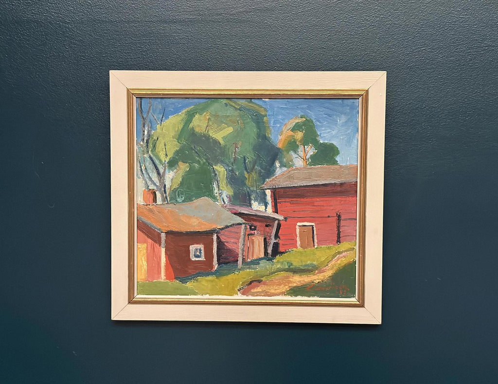 “Red Barns” by L. Wuariner