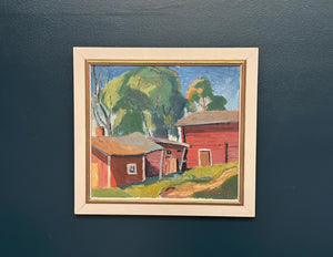 “Red Barns” by L. Wuariner