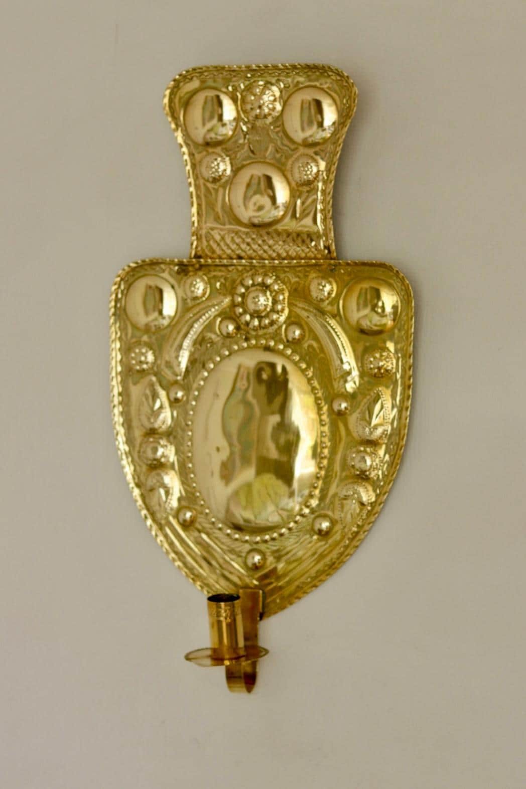 Large Baroque Style Mid-Century Brass Swedish Sconces