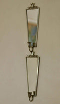 Pair of Mid Century Swedish Pewter Sconces with Mirror