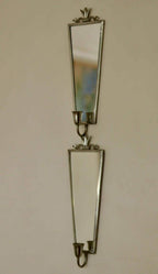 Pair of Mid Century Swedish Pewter Sconces with Mirror