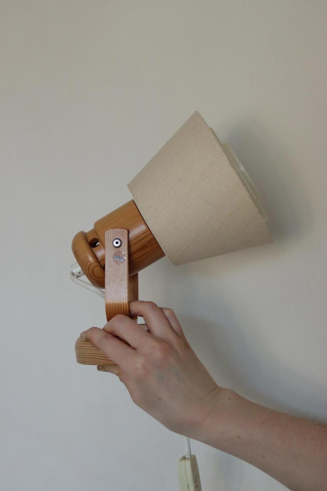 Pair of Vintage Wall Lamps by Solbackens Svarveri, Sweden, 1970s - Pine Wood
