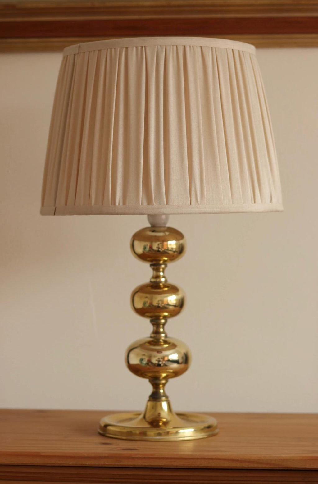 Pair of Swedish Brass Bobbin Table lamp by NAFA Nybro Armaturfabrik AB