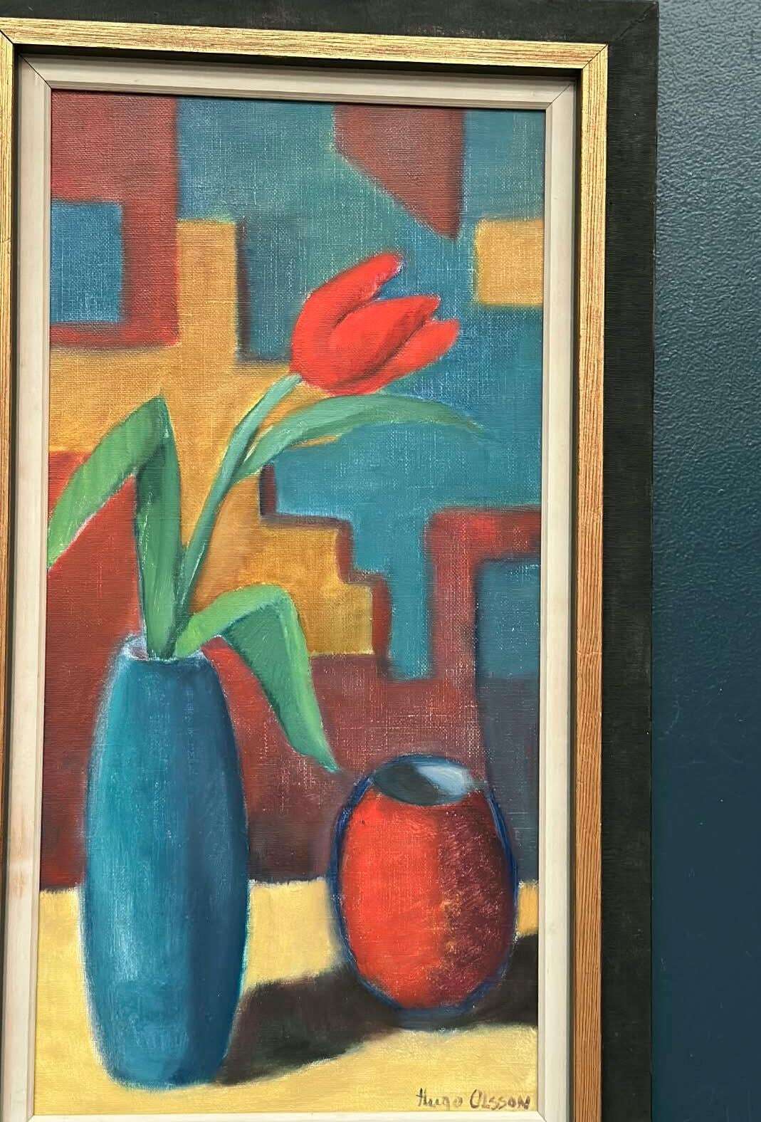 “Tulips in Blue Vase” by Hugo Olsson