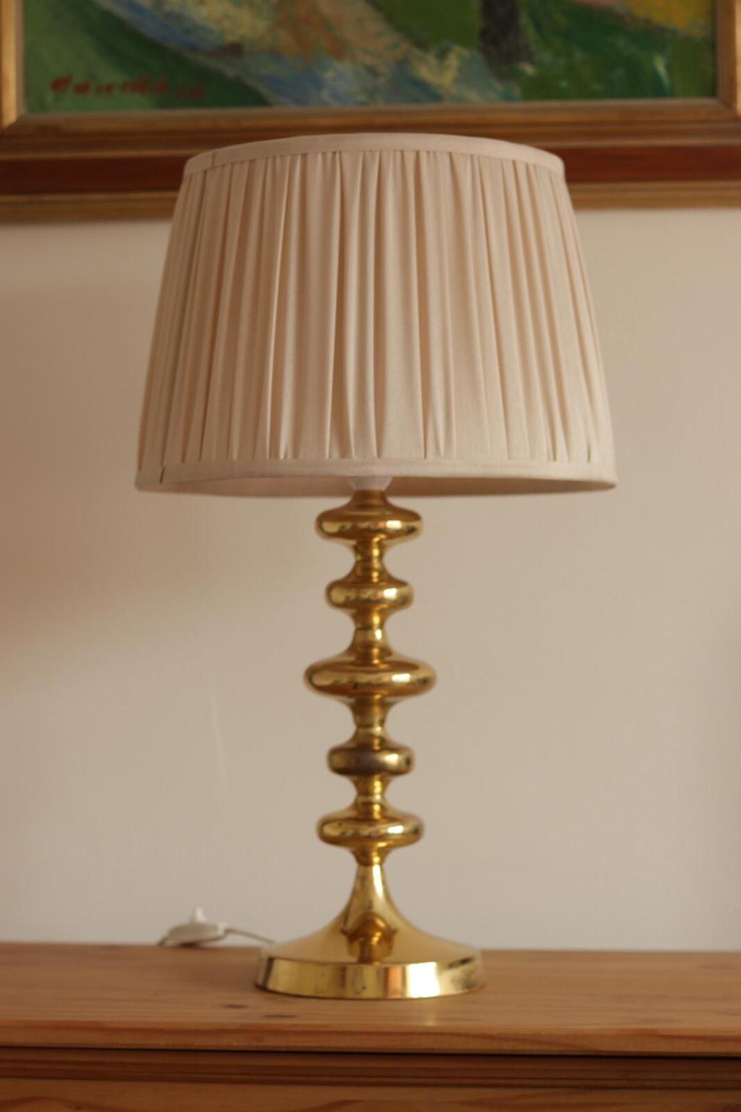Pair of Swedish Brass Bobbin Table lamp