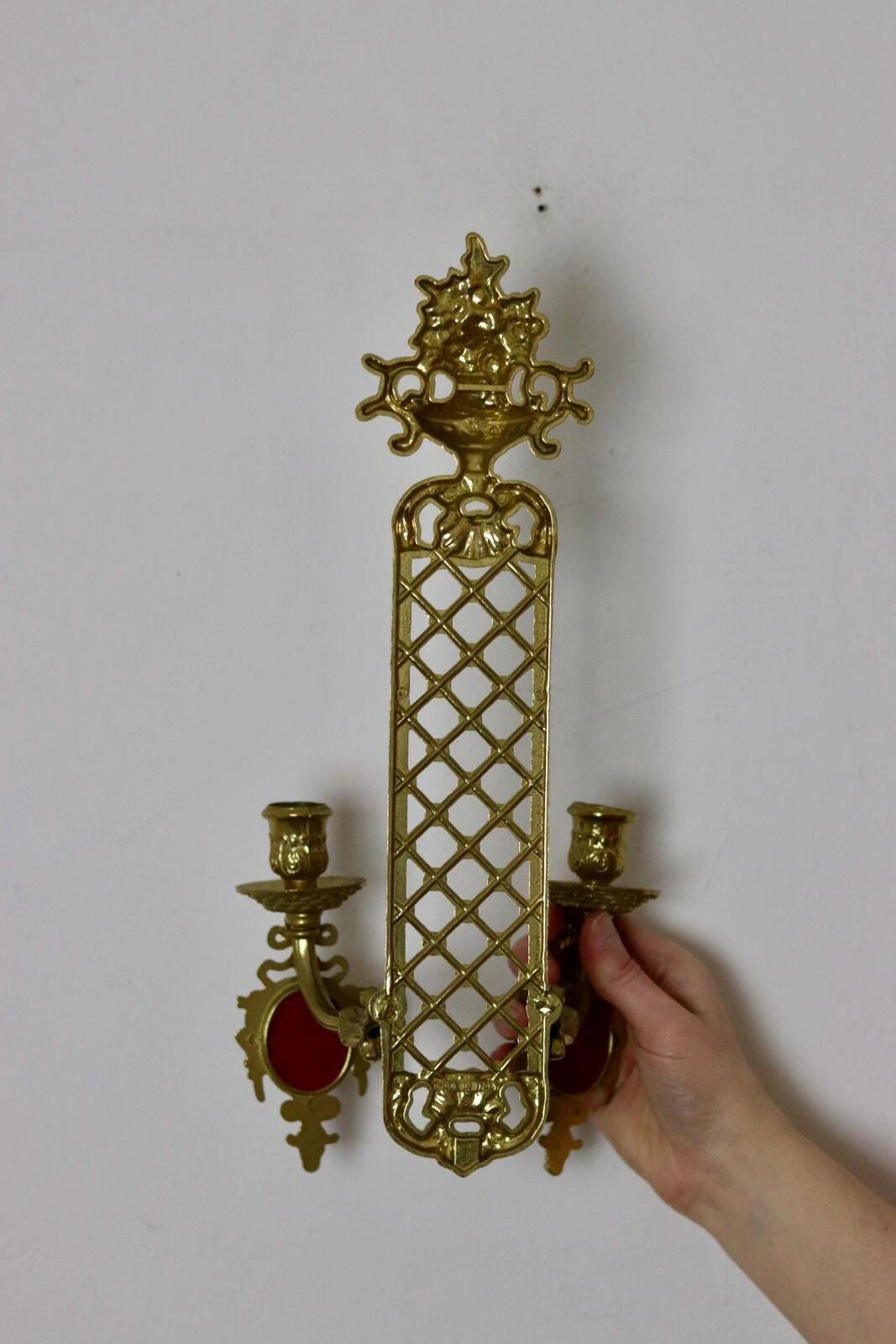 Pair Of Vintage French Brass Sconces