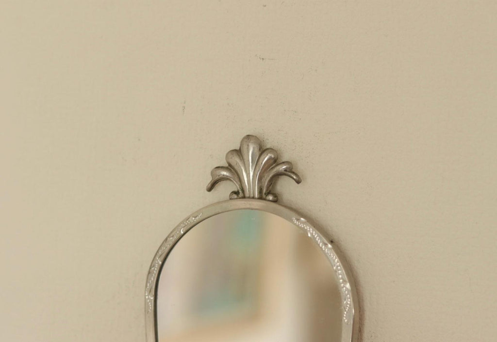Pair of Mid Century Swedish Pewter Sconces with Mirror