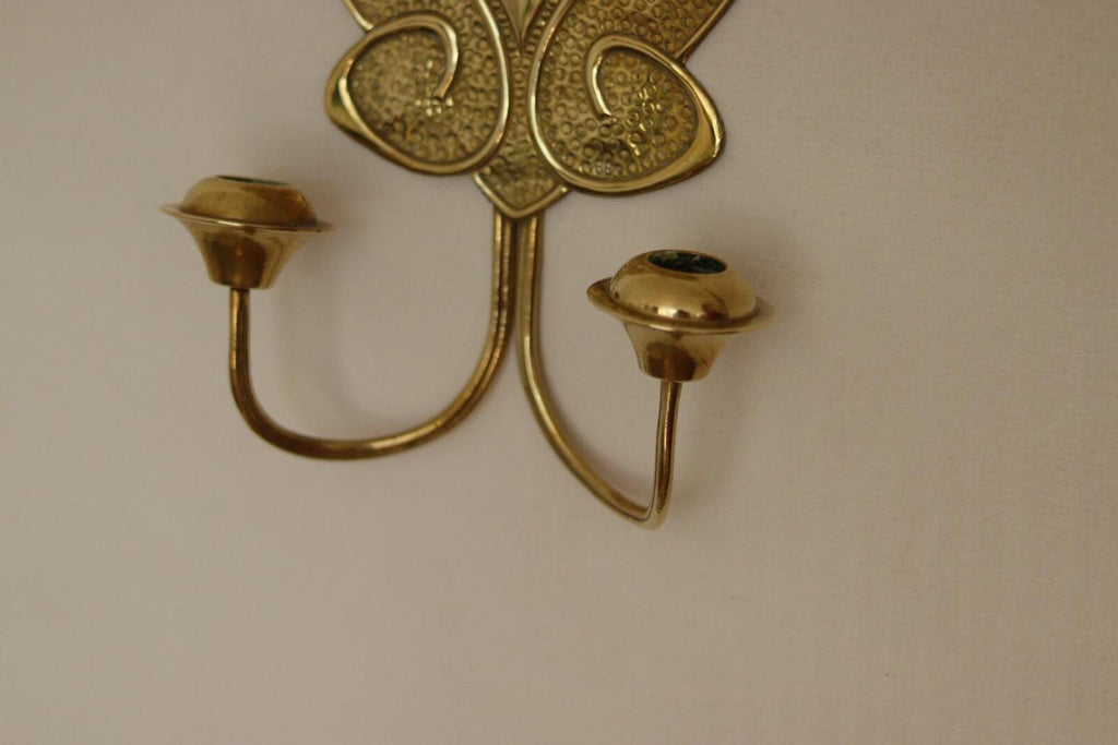 Pair Of Double Arm Art Nouveau Style Swedish Brass Sconces