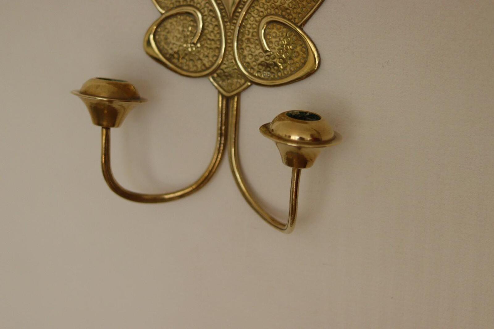 Pair Of Double Arm Art Nouveau Style Swedish Brass Sconces