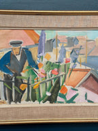 “Figure by a Fence with Flowers” by Carl Gunne