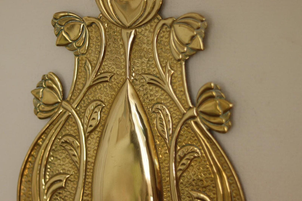 Pair Of Double Arm Art Nouveau Style Swedish Brass Sconces