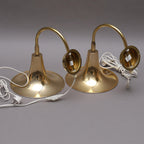 Danish 1960's Pair of Statement Trump Shape Lights in Brass, designed by Börje Claes for Norlett Elit.