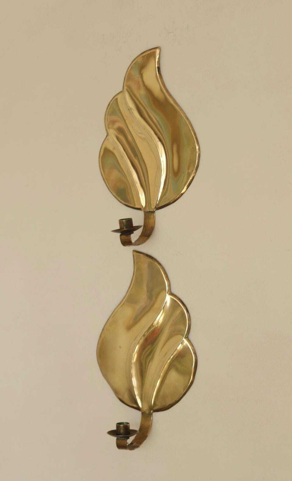 Pair Of Mid Century Swedish Brass Sconces