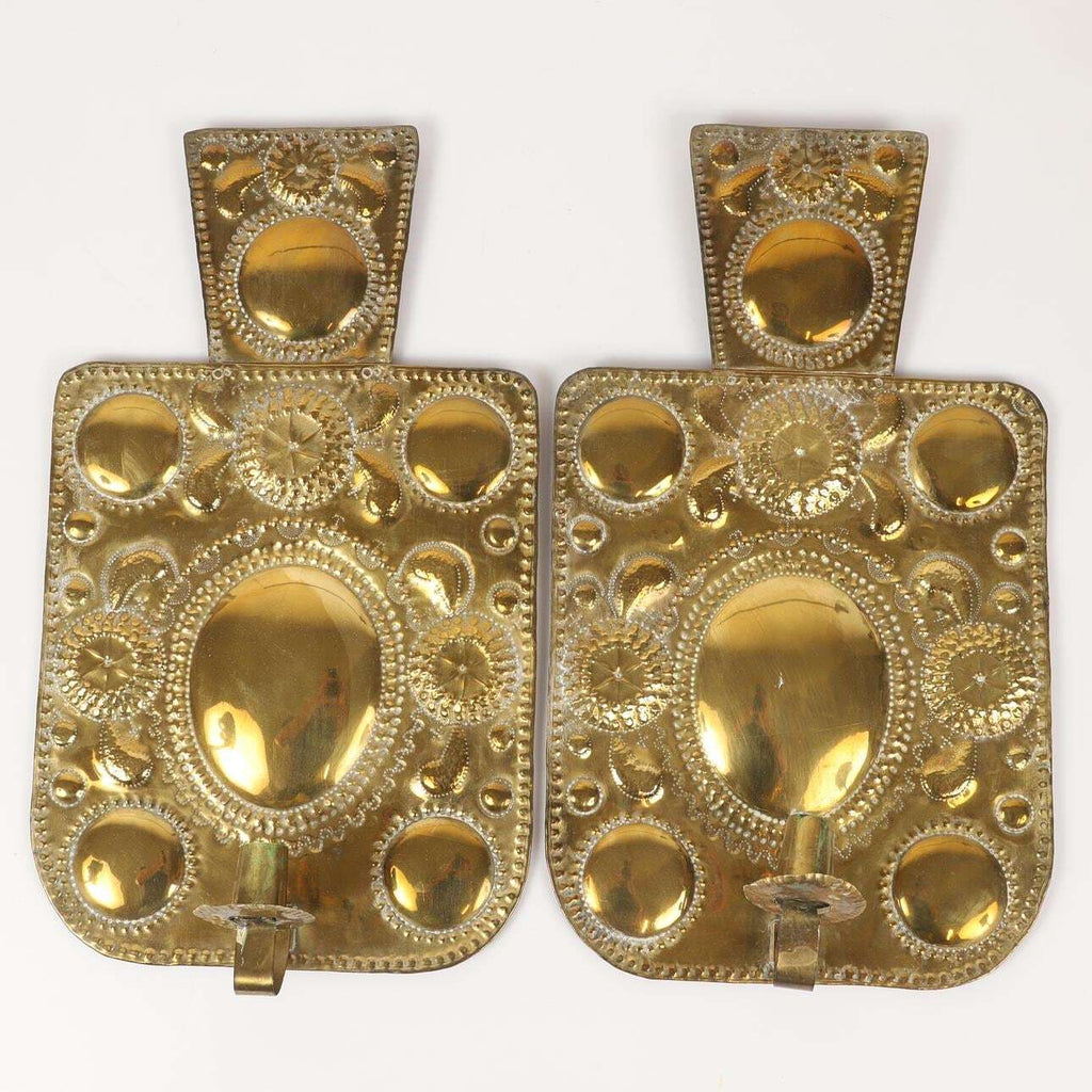 Pair Large baroque Style Mid Century Swedish Brass Sconces