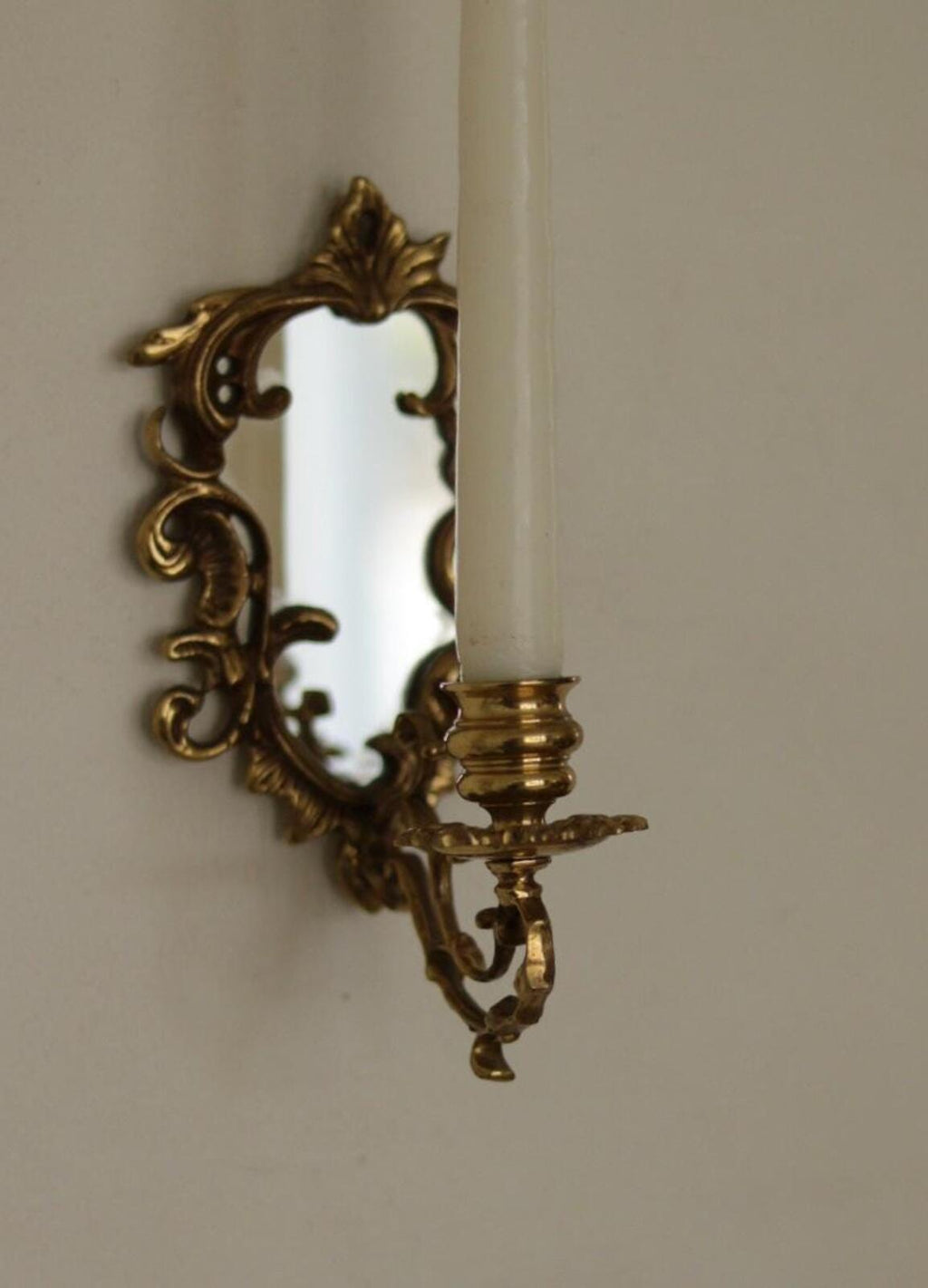 Pair of Mid-Century Swedish Brass Sconces with Mirrors