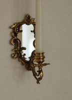 Pair of Mid-Century Swedish Brass Sconces with Mirrors