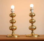 Pair of Swedish Brass Bobbin Table lamp by NAFA Nybro Armaturfabrik AB