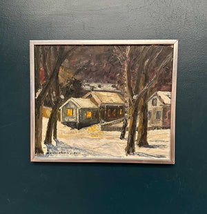 “Winter Landscape with House” by M. L. Jacobson