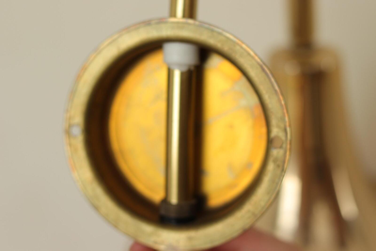 Danish 1960's Pair of Statement Trump Shape Lights in Brass, designed by Börje Claes for Norlett Elit.