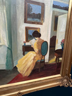 “Interior with Reading Woman” by V. Hansen