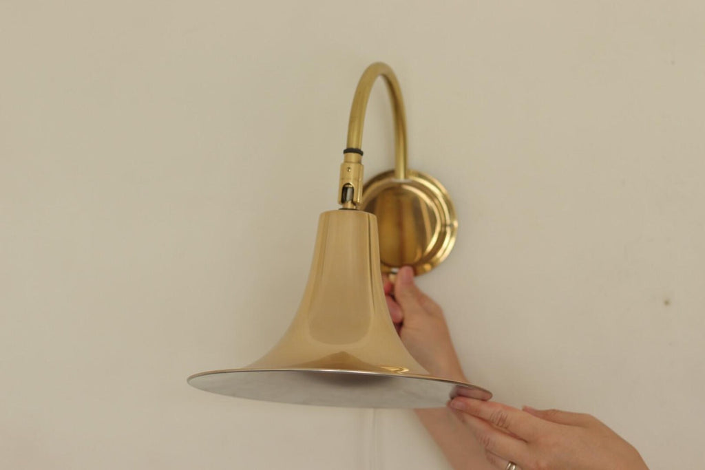 Danish 1960's Pair of Statement Trump Shape Lights in Brass, designed by Börje Claes for Norlett Elit.